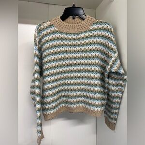 RSQ Striped Knit Sweater - Beige, Blue, and Green